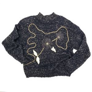 Vintage Sweater Oversized Metallic Design SZ 1X